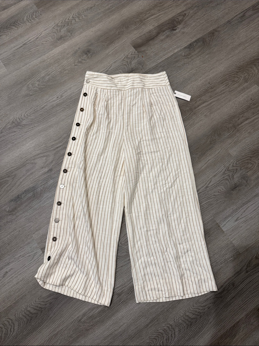 Cream Vertical Stripe Wide-Leg Pants - Neutral Stripe